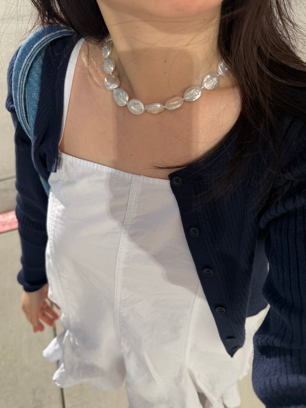 Button Pearl Necklace