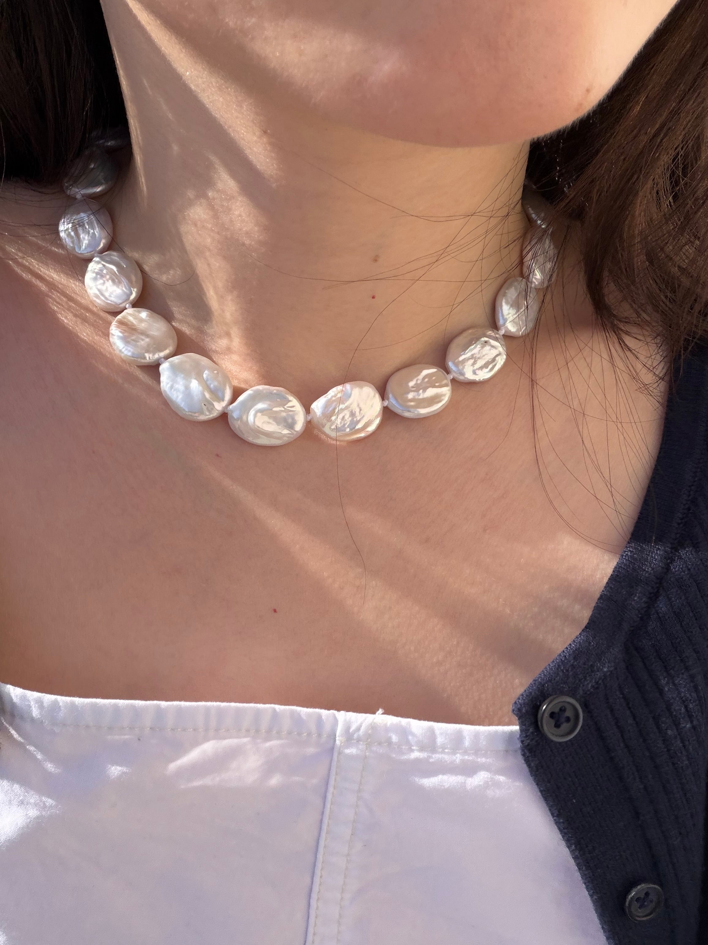 Button Pearl Necklace