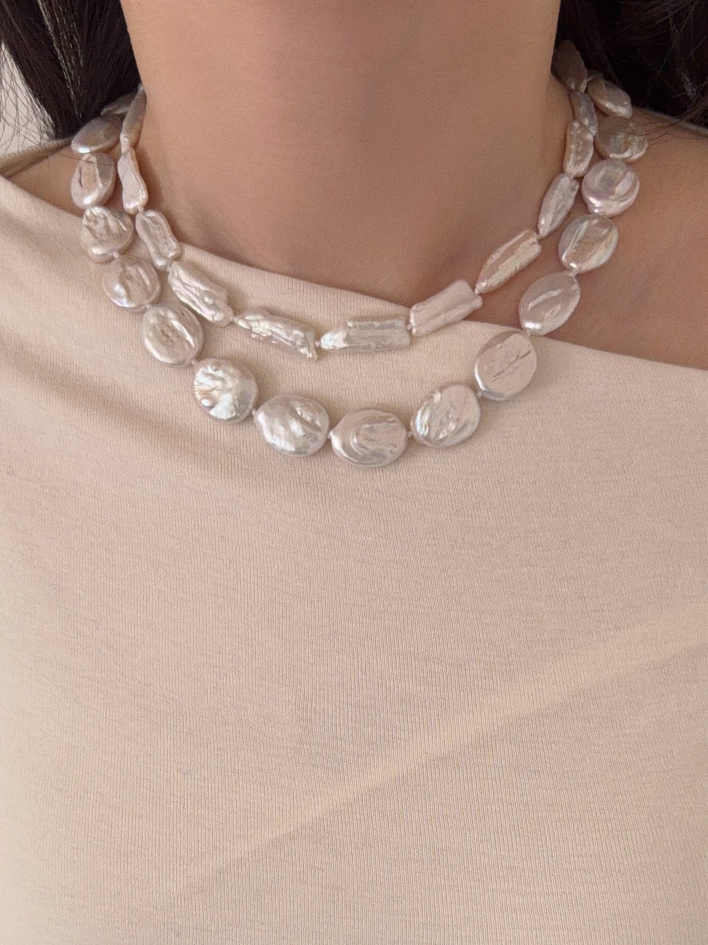 Button Pearl Necklace