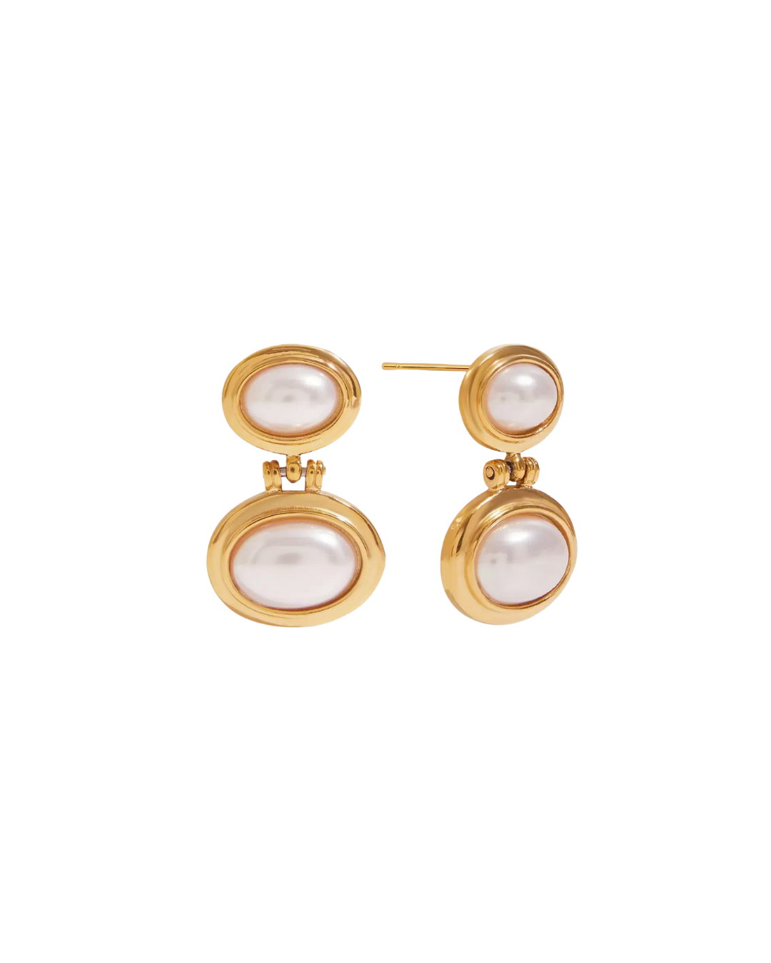 Oval Drop Pearl Earrings
