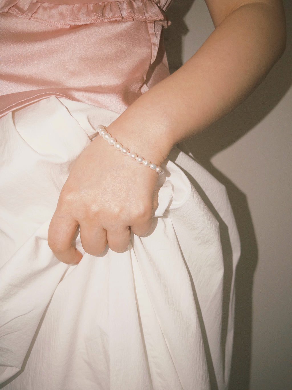 Freshwater pearl bracelet styled softly for everyday wear