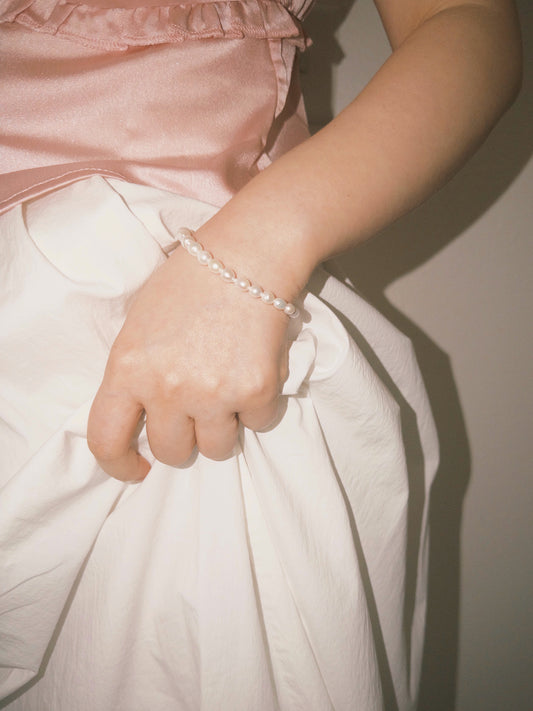 Freshwater pearl bracelet styled softly for everyday wear